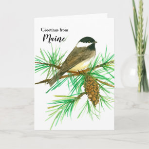 Carte Salutations de Maine Black Capped Chickadee