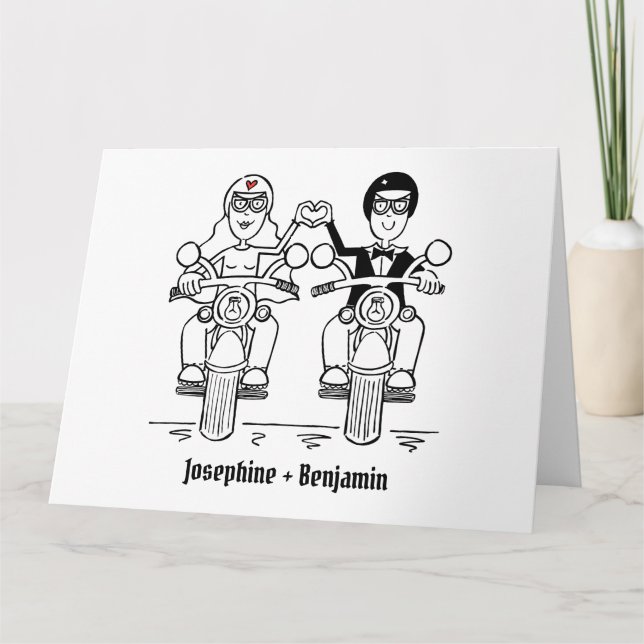 Carte Salutations de Mariage de motocyclette personnalis (Devant)