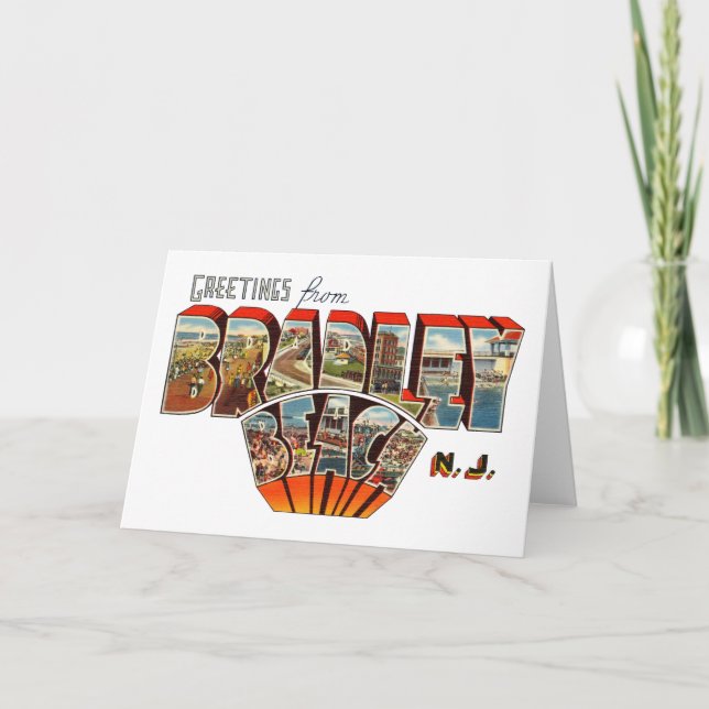 Carte Salutations de New Jersey de plage de Bradley (Devant)