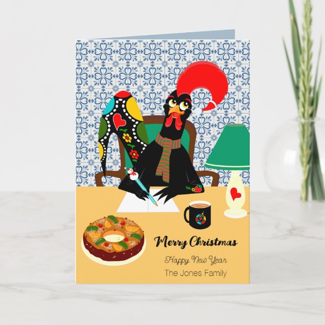Carte Salutations de Noël du Rooster portugais (Devant)
