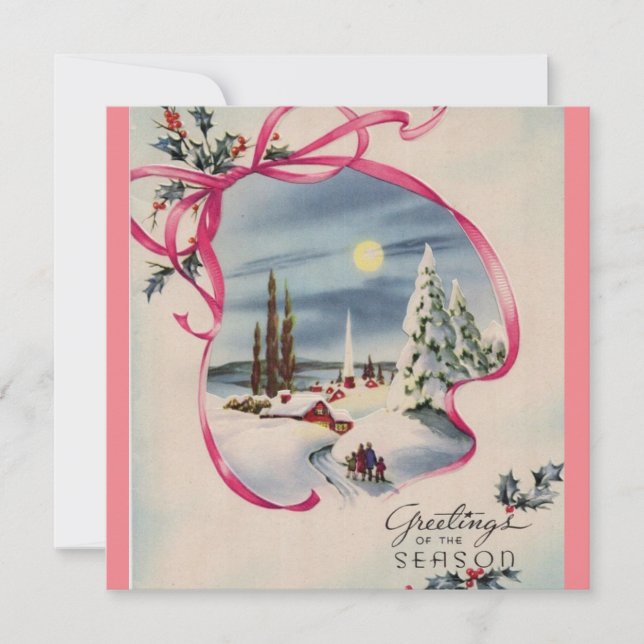 Carte Salutations de saison rose (Devant)