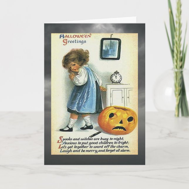 Carte Salutations d'Halloween vintage (Devant)