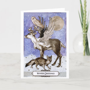 Carte Salutations d'hiver de la faune enchantées