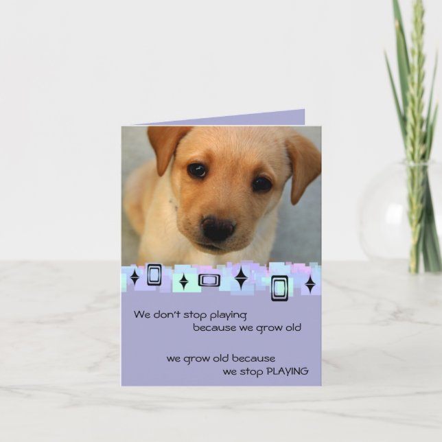 Carte Salutations jaunes d'anniversaire de chiot de (Devant)