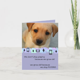 Carte Salutations jaunes d'anniversaire de chiot de