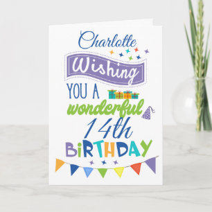 Carte Salutations personnalisées 14e anniversaire