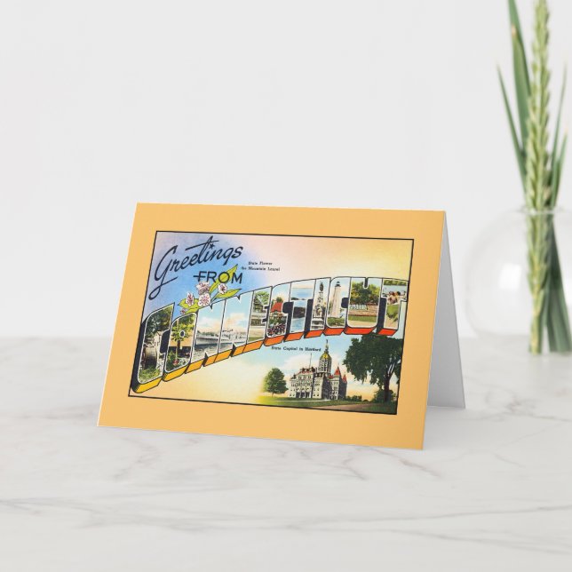 Carte Salutations vintages du Connecticut (Devant)