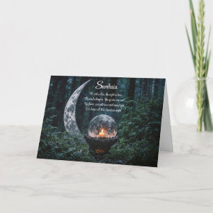 Carte Samhain avec Boule de Cristal Croissant de Lune et