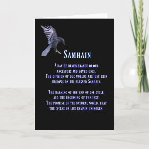 Carte Samhain avec Corbeau ou Corbeau Béni Samhain