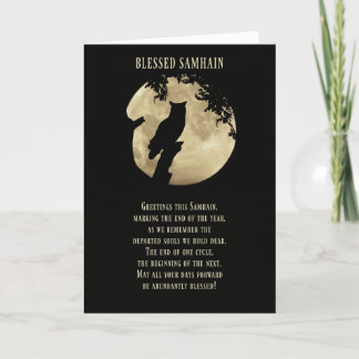 Carte Samhain avec Hibou et lune de récolte
