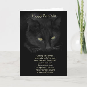 Carte Samhain Black Chat Bénédiction Joyeux Samhain Celt