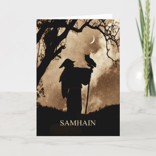 Carte Samhain Blessing Mystic Wizard and Owl