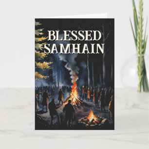 Carte Samhain Night Fall Forest Pagan Bonfire Halloween