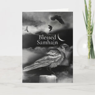 Carte Samhain Ravens et Crescent Moon 