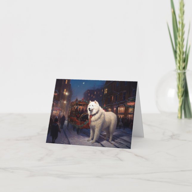 Carte Samoyed Christmas Festive Saison (Devant)