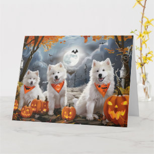 Carte Samoyed Halloween Éffrayant
