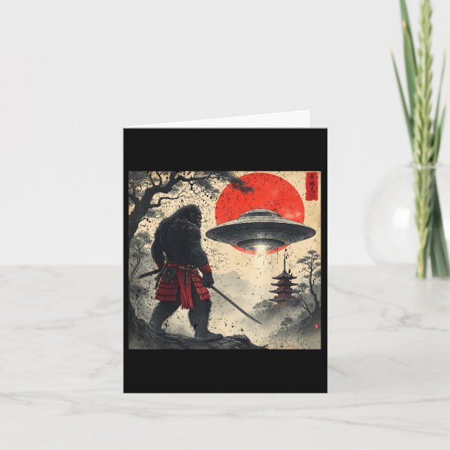 Carte Samurai Bigfoot japonais Ufo Graphic Vintage Ukiyo (Devant)