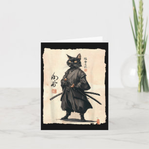 Carte Samurai Chat Japonais Anime Amoureux des chats Drô