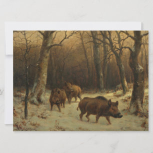Carte Sangliers dans la neige (par Rosa Bonheur)