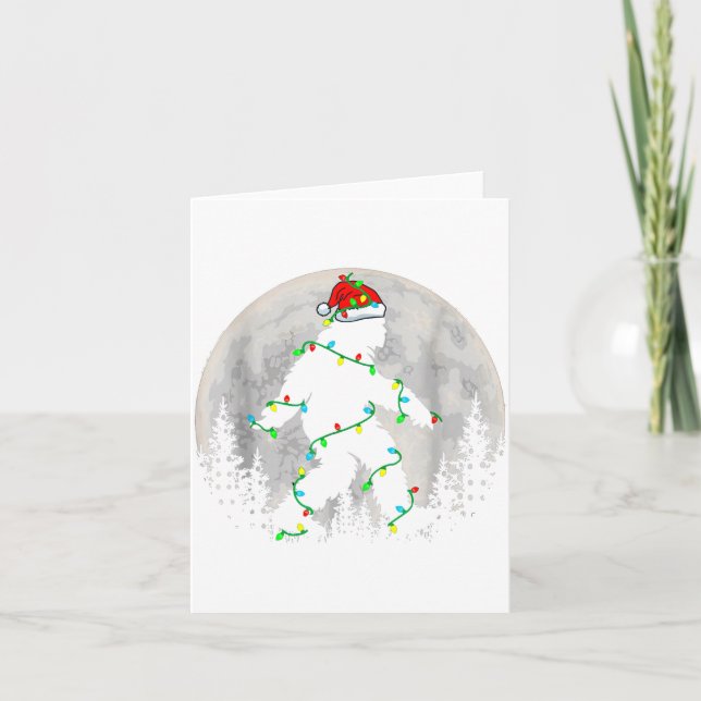 Carte Santa Bigfoot Christmas Tree Xmas Lights Funny Sas (Devant)