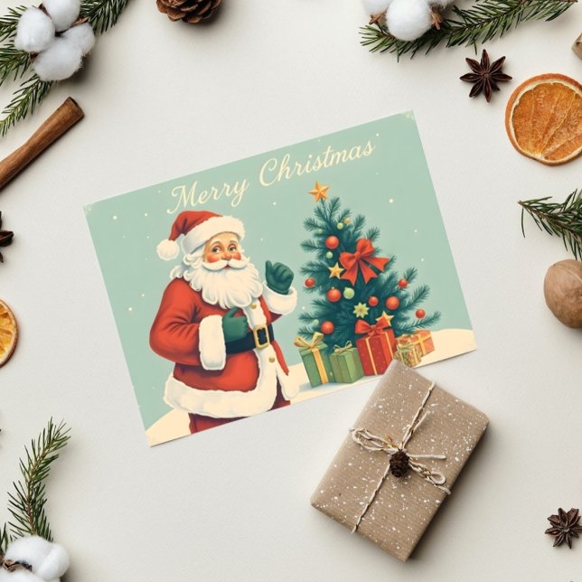 Carte Santa Claus classique avec arbre de Noël (Créateur téléchargé)