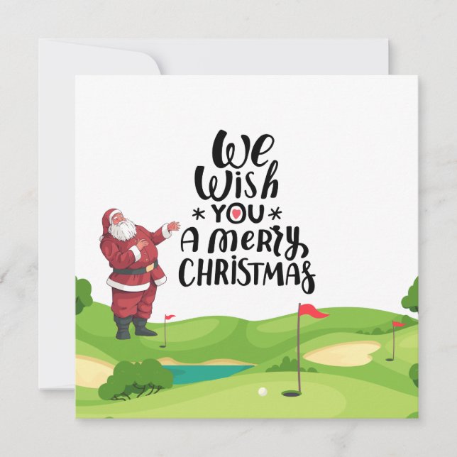 Carte Santa Claus Golfer Joyeux Noël au golf (Devant)