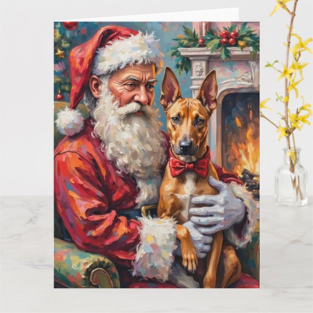 Carte Santa Claus Holding Thai Ridgeback Christmas Art (Fleur jaune)