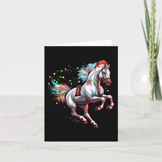 Carte Santa Claus Horse Noël Art Horse Cheval Robe d'équ (Devant)