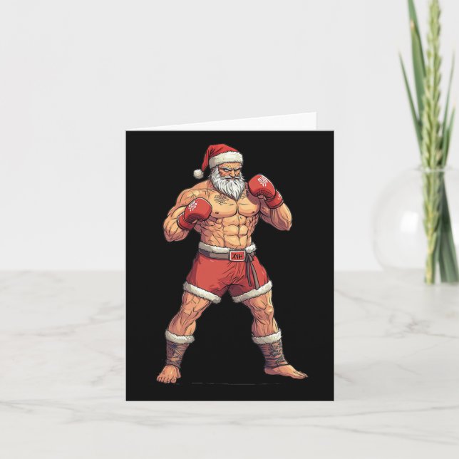 Carte Santa Claus Muay Thai - Noël sur le thème des Fête (Devant)