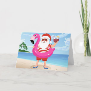 Carte Santa Claus with flamingo