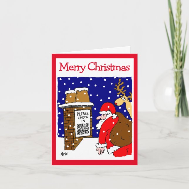 Carte Santa Clause QR Code Design Funny Christmas Card (Devant)