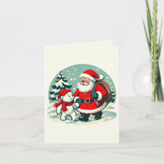 Carte Santa et petit ours polaire