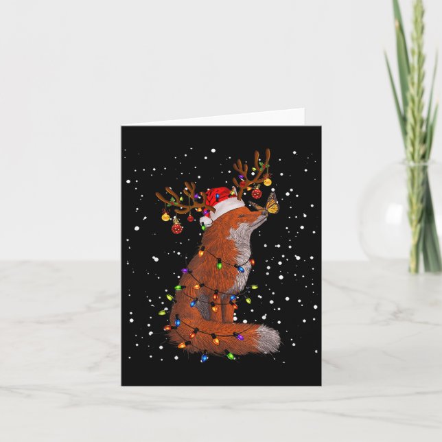 Carte Santa Fox Tangled Up In Christmas Tree Lights Foxe (Devant)