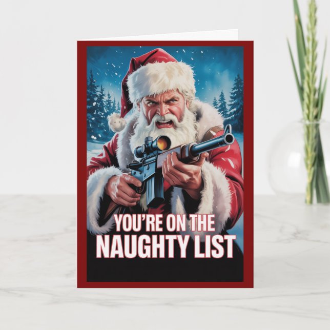 Carte Santa Gun Naughty List Second Amendment Christmas (Devant)