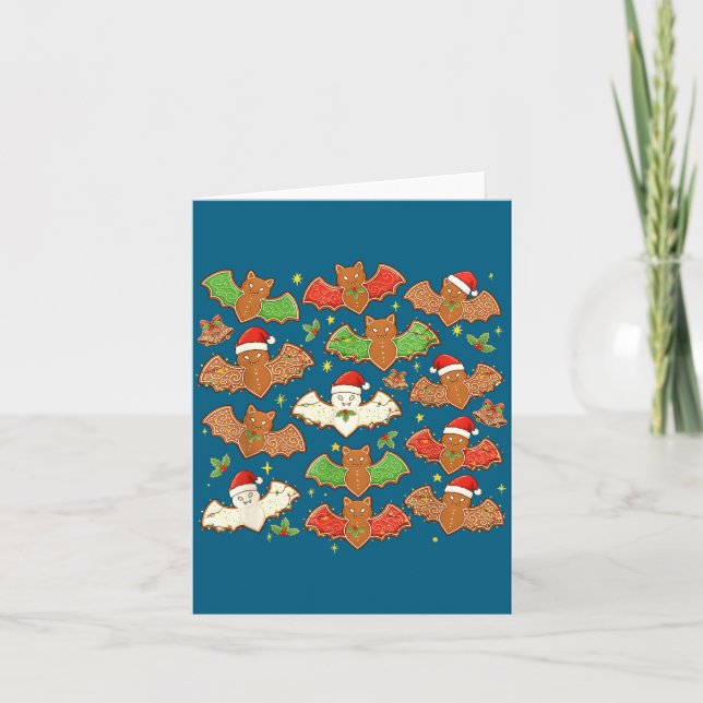 Carte Santa Hat Bat Soky Christmas Gingerbread Bats Xmas (Devant)