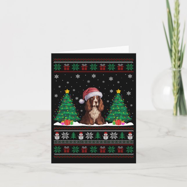 Carte Santa Hat Boykin Spaniel Chien Xmas Les lumières d (Devant)