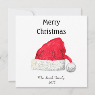 Carte Santa Hat Cute hiver Noël Rétro Vintage