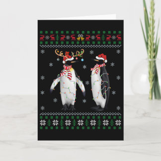 Carte Santa Hat Penguin Bird Xmas Éclairage Pingouin moc