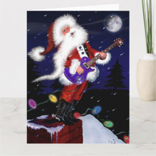 Carte Santa joue de la guitare