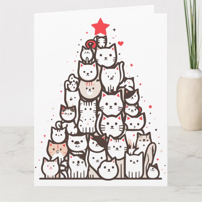 Carte Santa Paws Chat Joyeux Noël Arbre de Catmas  (Devant)
