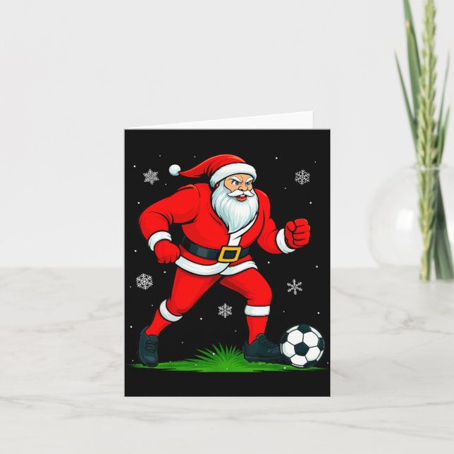 Carte Santa Playing Soccer Xmas Funny Christmas Soccer S (Devant)