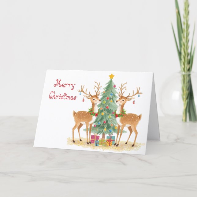 Carte Santa reindeers helpers & whimsical Christmas (Devant)