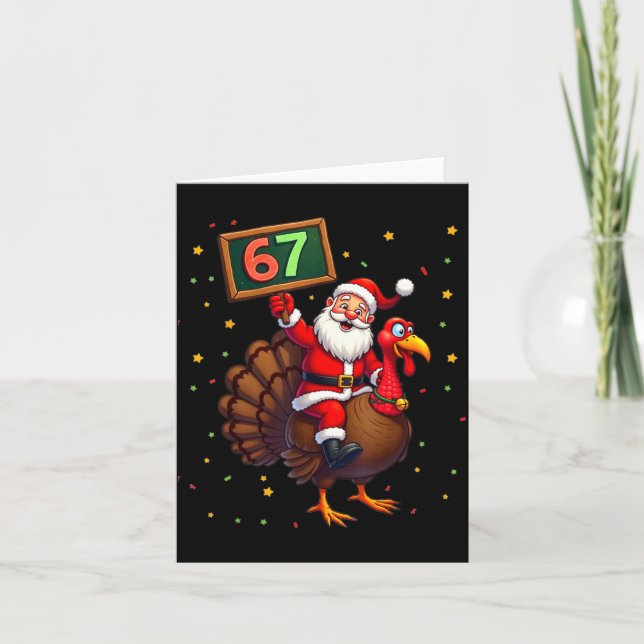 Carte Santa Riding Turkey Take Number 67 Christmas &amp; (Devant)