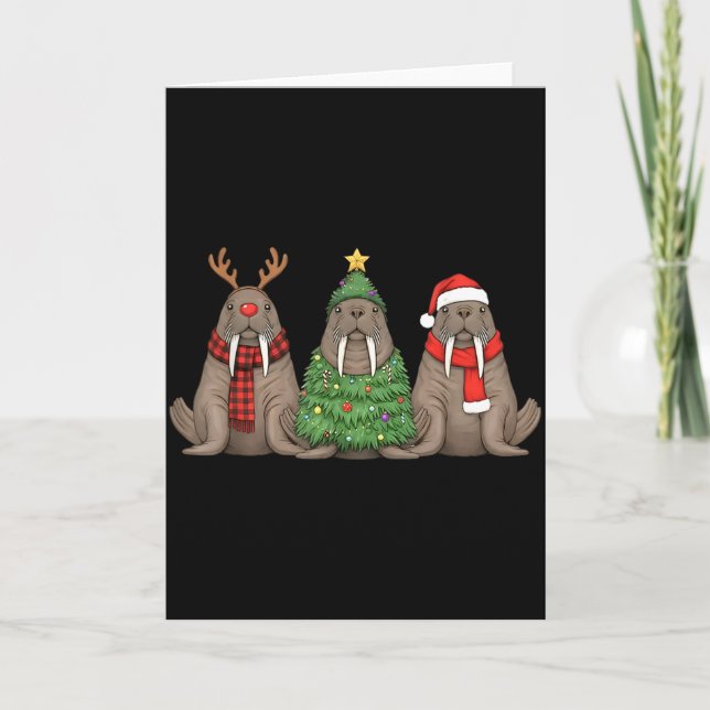 Carte Santa Walrus Christmas Tree Walrus Lover Animal Xm (Devant)