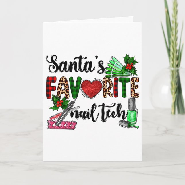 Carte Santa's Favorite Nail Tech Merry Christmas Xmas Ho (Devant)
