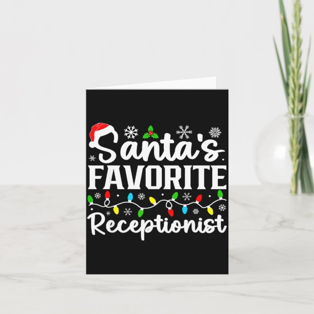 Carte Santa's Favorite Receptionist Christmas Family Mat (Devant)