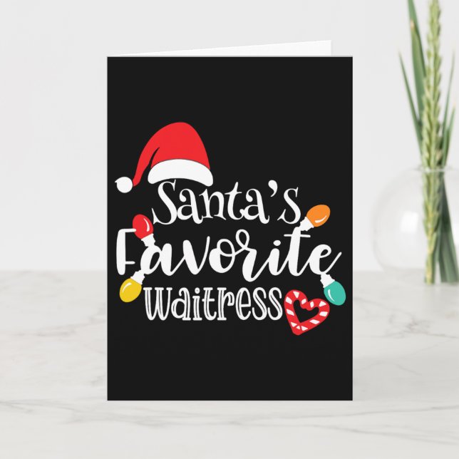 Carte Santa's Favorite Waitress Christmas Lights Santa H (Devant)