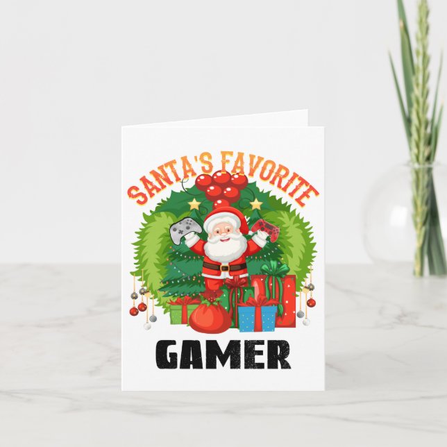 Carte Santas Joueur favori, Jouer ce Noël (Devant)