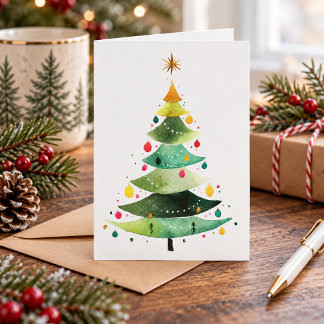 Carte Sapin de Noël à l'aquarelle moderne