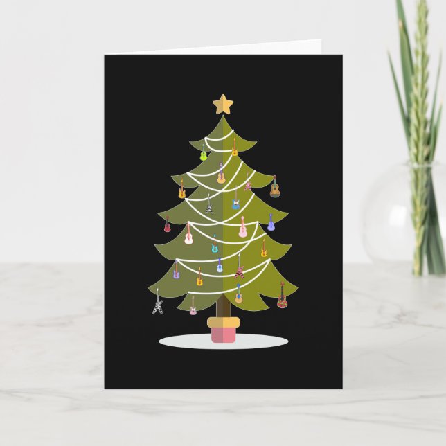 Carte Sapin de Noël avec ornements de guitare (Devant)